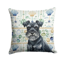 Load image into Gallery viewer, Black Miniature Schnauzer Coastal Sea Glass Throw Pillow