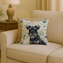 Load image into Gallery viewer, Black Miniature Schnauzer Coastal Sea Glass Throw Pillow