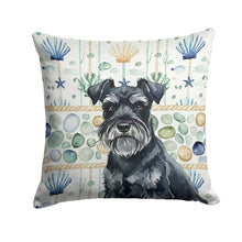 Load image into Gallery viewer, Black Miniature Schnauzer Coastal Sea Glass Throw Pillow