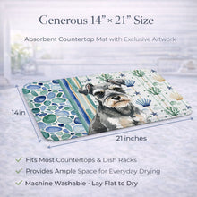 Load image into Gallery viewer, Miniature Schnauzer Coastal Sea Glass Dish Drying Mat
