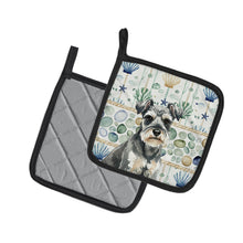 Load image into Gallery viewer, Miniature Schnauzer Coastal Sea Glass Pair of Pot Holders
