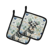 Load image into Gallery viewer, Miniature Schnauzer Coastal Sea Glass Pair of Pot Holders
