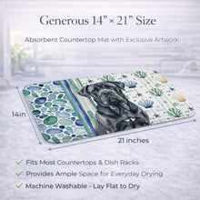 Load image into Gallery viewer, Black Neapolitan Mastiff Coastal Sea Glass Dish Drying Mat