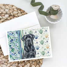 Load image into Gallery viewer, Black Neapolitan Mastiff Coastal Sea Glass Greeting Cards Pack of 8