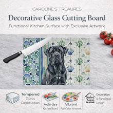 Load image into Gallery viewer, Black Neapolitan Mastiff Coastal Sea Glass Glass Cutting Board