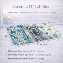 Load image into Gallery viewer, Blue Neapolitan Mastiff Coastal Sea Glass Dish Drying Mat