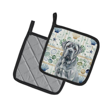 Load image into Gallery viewer, Blue Neapolitan Mastiff Coastal Sea Glass Pair of Pot Holders