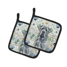 Load image into Gallery viewer, Blue Neapolitan Mastiff Coastal Sea Glass Pair of Pot Holders