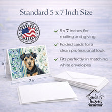 Load image into Gallery viewer, Black and Tan Norfolk Terrier Coastal Sea Glass Greeting Cards Pack of 8