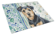 Load image into Gallery viewer, Black and Tan Norfolk Terrier Coastal Sea Glass Glass Cutting Board