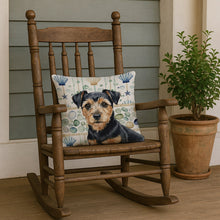 Load image into Gallery viewer, Black and Tan Norfolk Terrier Coastal Sea Glass Throw Pillow