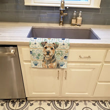 Load image into Gallery viewer, Grizzle and Tan Norfolk Terrier Coastal Sea Glass Kitchen Towel