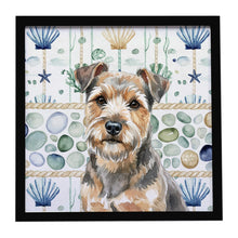 Load image into Gallery viewer, Grizzle and Tan Norfolk Terrier Coastal Sea Glass Framed Metal Print