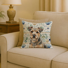 Load image into Gallery viewer, Grizzle and Tan Norfolk Terrier Coastal Sea Glass Throw Pillow