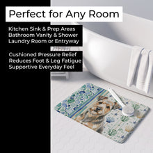 Load image into Gallery viewer, Grizzle and Tan Norfolk Terrier Coastal Sea Glass Memory Foam Kitchen Mat