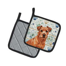 Load image into Gallery viewer, Red Norfolk Terrier Coastal Sea Glass Pair of Pot Holders