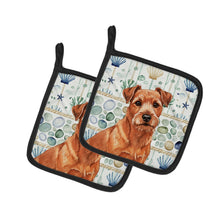 Load image into Gallery viewer, Red Norfolk Terrier Coastal Sea Glass Pair of Pot Holders