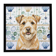 Load image into Gallery viewer, Wheaten Norfolk Terrier Coastal Sea Glass Framed Metal Print