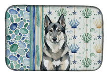 Load image into Gallery viewer, Norwegian Elkhound Coastal Sea Glass Dish Drying Mat
