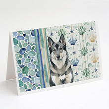 Load image into Gallery viewer, Norwegian Elkhound Coastal Sea Glass Greeting Cards Pack of 8