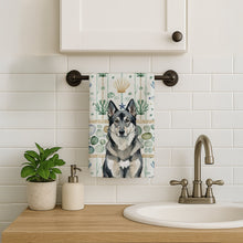 Load image into Gallery viewer, Norwegian Elkhound Coastal Sea Glass Kitchen Towel