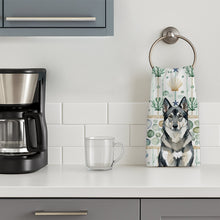 Load image into Gallery viewer, Norwegian Elkhound Coastal Sea Glass Kitchen Towel