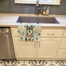 Load image into Gallery viewer, Norwegian Elkhound Coastal Sea Glass Kitchen Towel