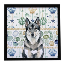 Load image into Gallery viewer, Norwegian Elkhound Coastal Sea Glass Framed Metal Print