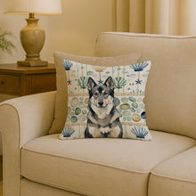 Load image into Gallery viewer, Norwegian Elkhound Coastal Sea Glass Throw Pillow