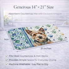 Load image into Gallery viewer, Norwich Terrier Coastal Sea Glass Dish Drying Mat