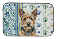 Load image into Gallery viewer, Norwich Terrier Coastal Sea Glass Dish Drying Mat