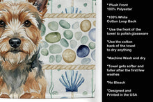 Load image into Gallery viewer, Norwich Terrier Coastal Sea Glass Kitchen Towel