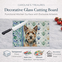 Load image into Gallery viewer, Norwich Terrier Coastal Sea Glass Glass Cutting Board