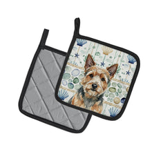 Load image into Gallery viewer, Norwich Terrier Coastal Sea Glass Pair of Pot Holders