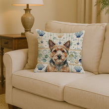 Load image into Gallery viewer, Norwich Terrier Coastal Sea Glass Throw Pillow