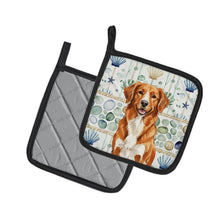 Load image into Gallery viewer, Orange Nova Scotia Duck Tolling Retriever Coastal Sea Glass Pair of Pot Holders