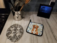 Load image into Gallery viewer, Orange Nova Scotia Duck Tolling Retriever Coastal Sea Glass Pair of Pot Holders