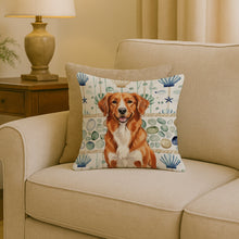 Load image into Gallery viewer, Orange Nova Scotia Duck Tolling Retriever Coastal Sea Glass Throw Pillow