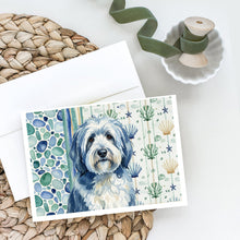 Load image into Gallery viewer, Blue and White Old English Sheepdog Coastal Sea Glass Greeting Cards Pack of 8