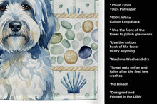 Load image into Gallery viewer, Blue and White Old English Sheepdog Coastal Sea Glass Kitchen Towel