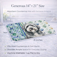 Load image into Gallery viewer, Gray and White Old English Sheepdog Coastal Sea Glass Dish Drying Mat