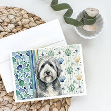 Load image into Gallery viewer, Gray and White Old English Sheepdog Coastal Sea Glass Greeting Cards Pack of 8