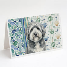 Load image into Gallery viewer, Gray and White Old English Sheepdog Coastal Sea Glass Greeting Cards Pack of 8