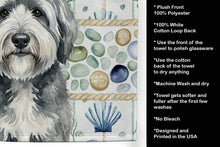 Load image into Gallery viewer, Gray and White Old English Sheepdog Coastal Sea Glass Kitchen Towel