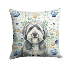 Load image into Gallery viewer, Gray and White Old English Sheepdog Coastal Sea Glass Throw Pillow