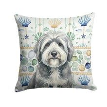 Load image into Gallery viewer, Gray and White Old English Sheepdog Coastal Sea Glass Throw Pillow