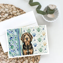 Load image into Gallery viewer, Black and Tan Otterhound Coastal Sea Glass Greeting Cards Pack of 8