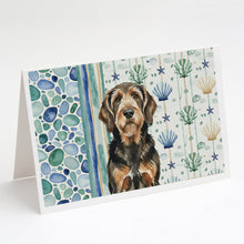 Load image into Gallery viewer, Black and Tan Otterhound Coastal Sea Glass Greeting Cards Pack of 8
