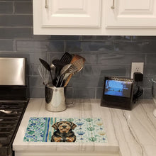 Load image into Gallery viewer, Black and Tan Otterhound Coastal Sea Glass Glass Cutting Board
