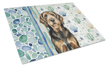 Load image into Gallery viewer, Black and Tan Otterhound Coastal Sea Glass Glass Cutting Board